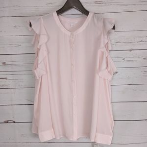 NWT Lauren Conrad Pink Sheer Cold Shoulder Large